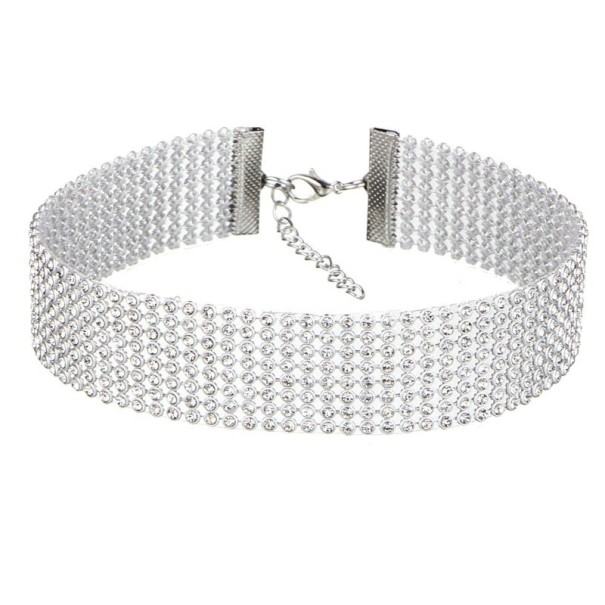 Dámsky Choker s kamienkami biela 2,5 cm