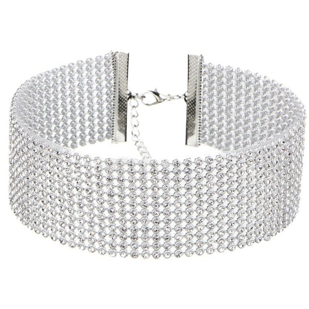 Dámský choker s kamínky bílá 3,8 cm