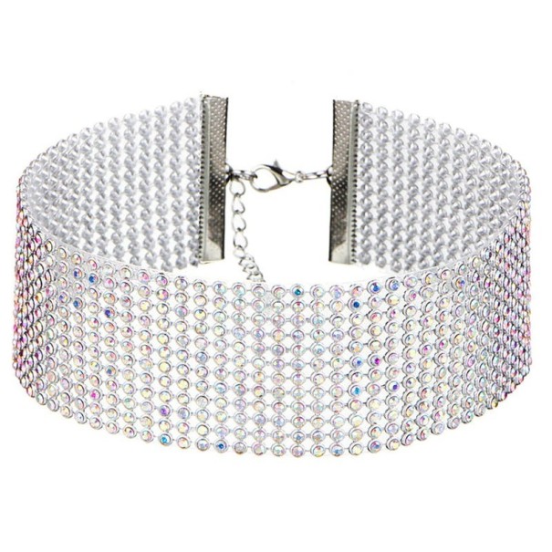 Dámský choker s kamínky vícebarevná 3,8 cm