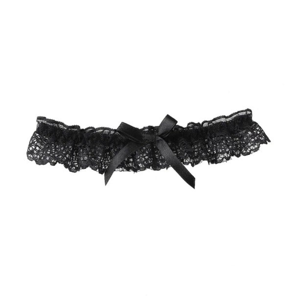 Dámský choker s mašličkou, natahovací krajkový náhrdelník, elastický design, jemný doplněk pro každodenní i slavnostní nošení černá