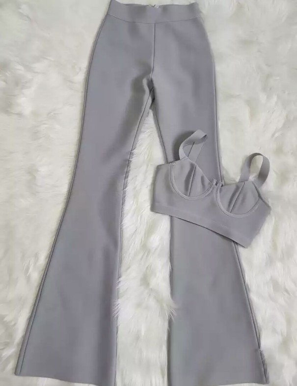 Dámský crop top a kalhoty B925 šedá S