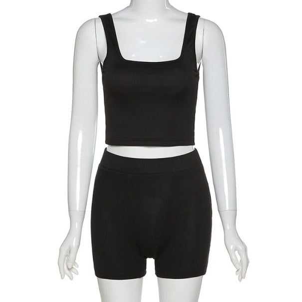 Dámský crop top a kraťasy B957 černá XS