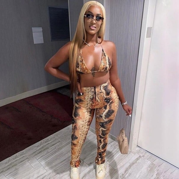Dámsky crop top a nohavice B986 béžová XS
