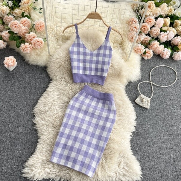 Dámsky crop top a sukňa B1062 svetlo fialová