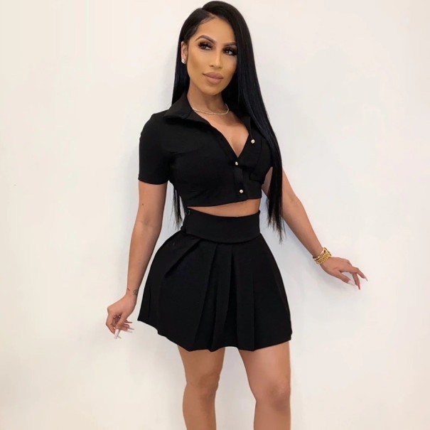 Dámsky crop top a sukňa B1268 čierna L