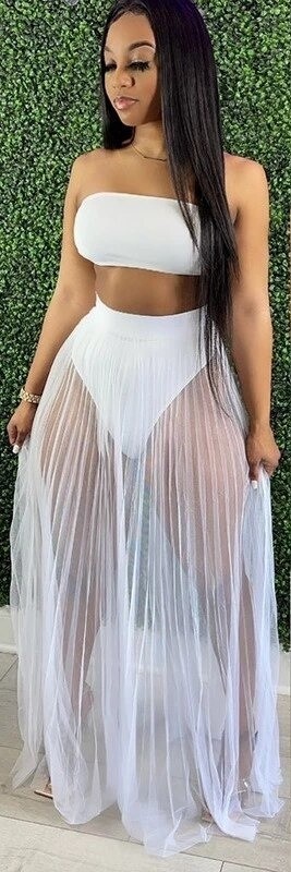 Dámsky crop top a sukňa P1173 biela XL