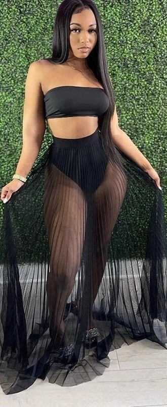 Dámsky crop top a sukňa P1173 čierna S