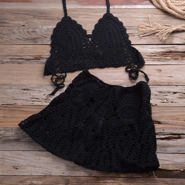 Dámsky crop top a sukňa P766 čierna XL