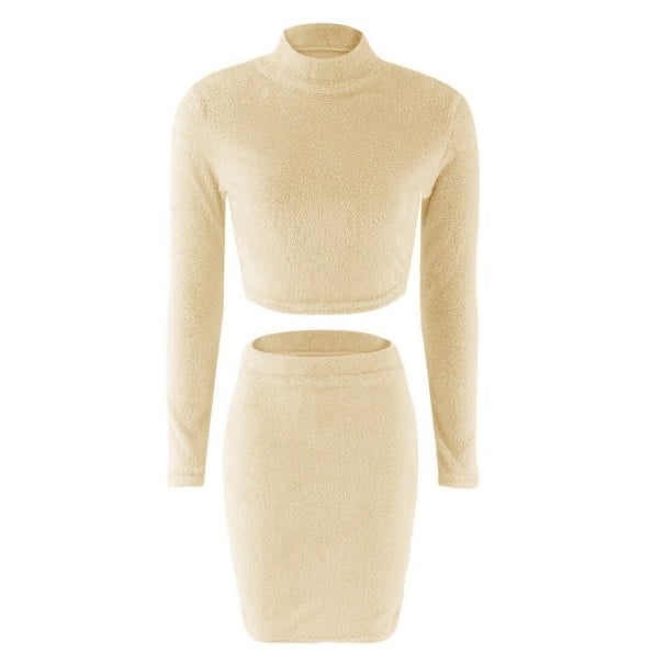 Dámský crop top a sukně B1001 béžova M