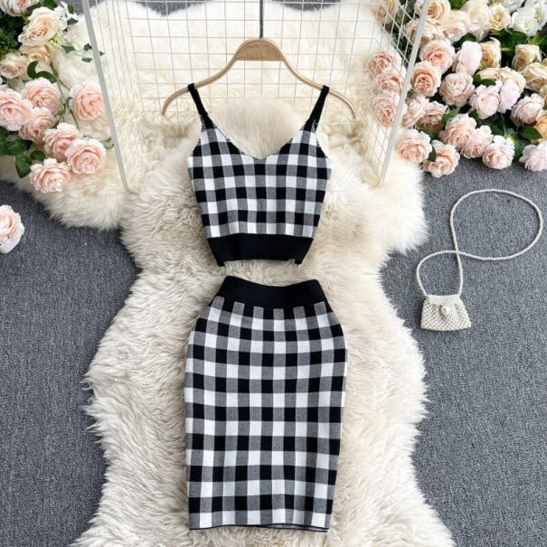 Dámský crop top a sukně B1062 černá