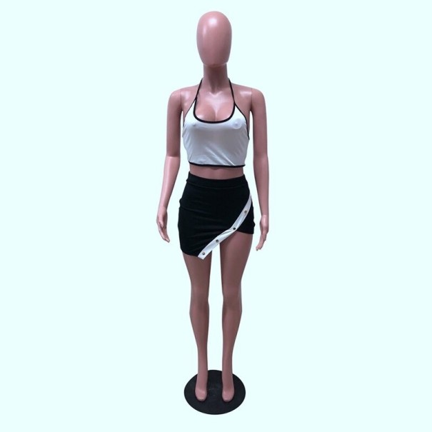 Dámský crop top a sukně B1073 bílá L