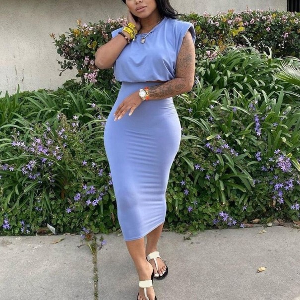 Dámský crop top a sukně B1104 světle fialová M