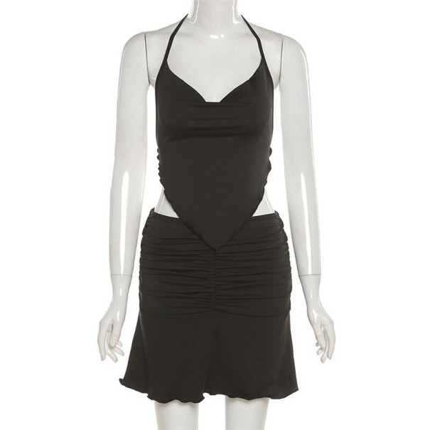 Dámský crop top a sukně B1255 černá L