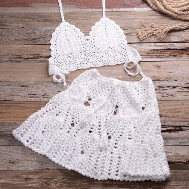 Dámský crop top a sukně P766 bílá S