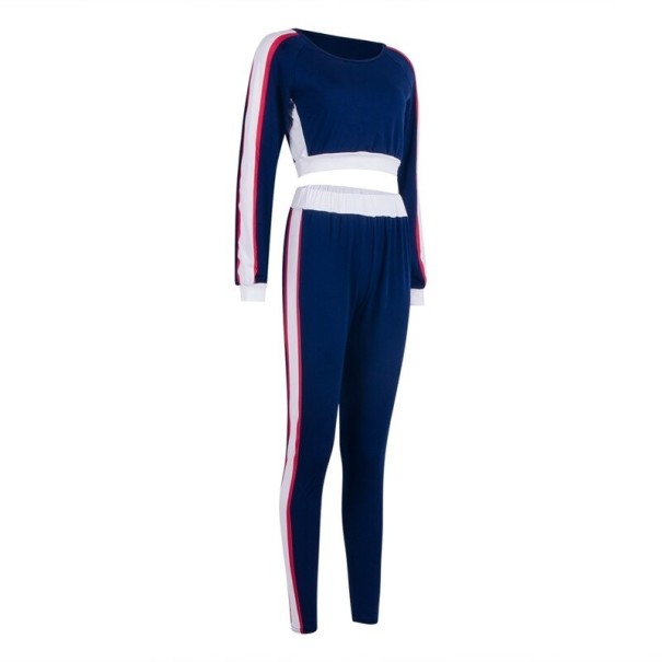 Dámsky crop top a tepláky B1005 tmavo modrá S