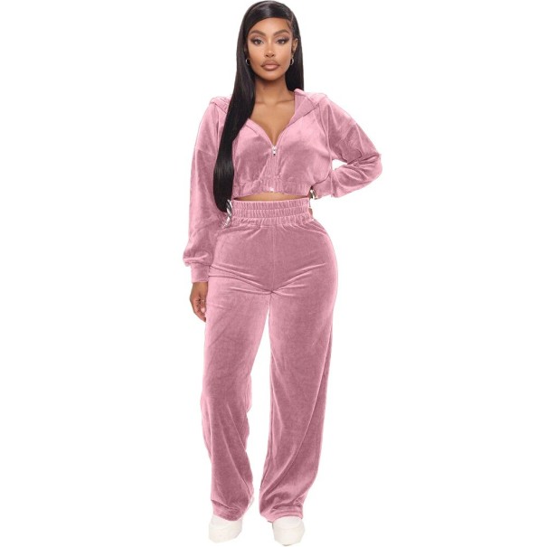 Dámský crop top a tepláky B934 růžová S