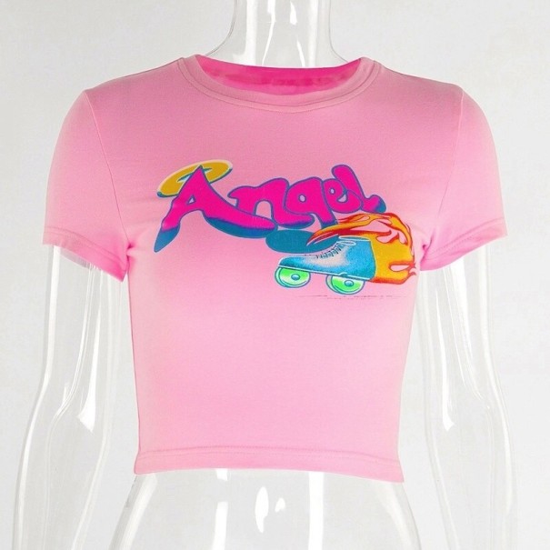 Dámsky crop top Angel ružová S