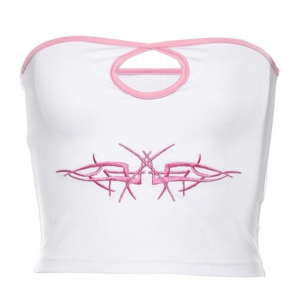 Dámsky crop top bez ramienok biely M
