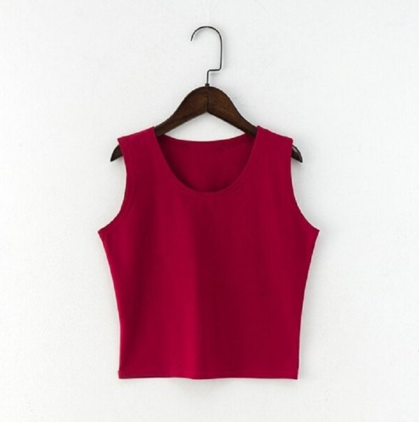 Dámsky crop top bez rukávov vínová L