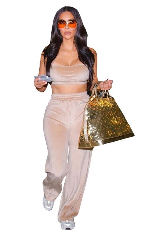 Dámsky crop top, mikina a nohavice ružová S