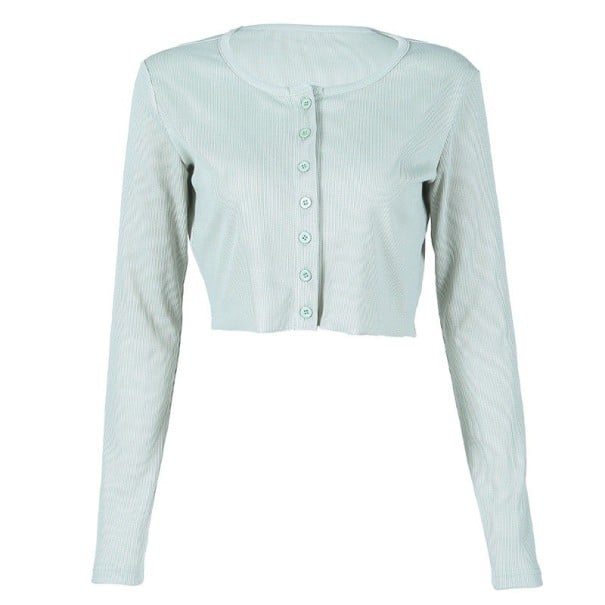 Dámský crop top na knoflíky světle zelená M