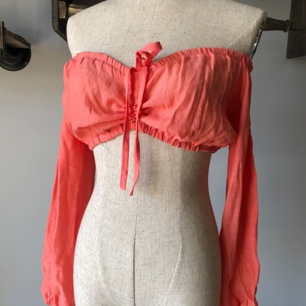 Dámský crop top P1042 světle červená