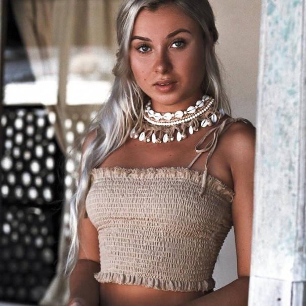Dámsky crop top P1103 béžová