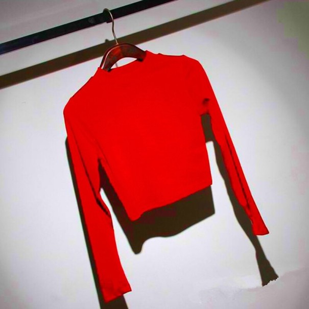 Dámsky crop top s dlhými rukávmi A1354 červená