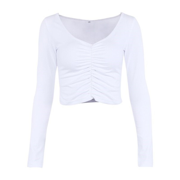 Dámsky crop top s hlbokým výstrihom B93 M