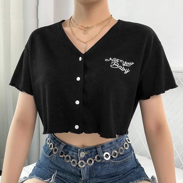 Dámský crop top s knoflíky L