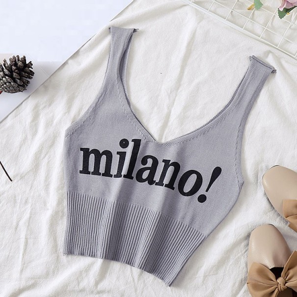 Dámsky crop top s potlačou A1081 sivá S