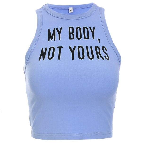 Dámsky crop top s potlačou A1198 modrá M Dámsky crop top s potlačou A1198 modrá M