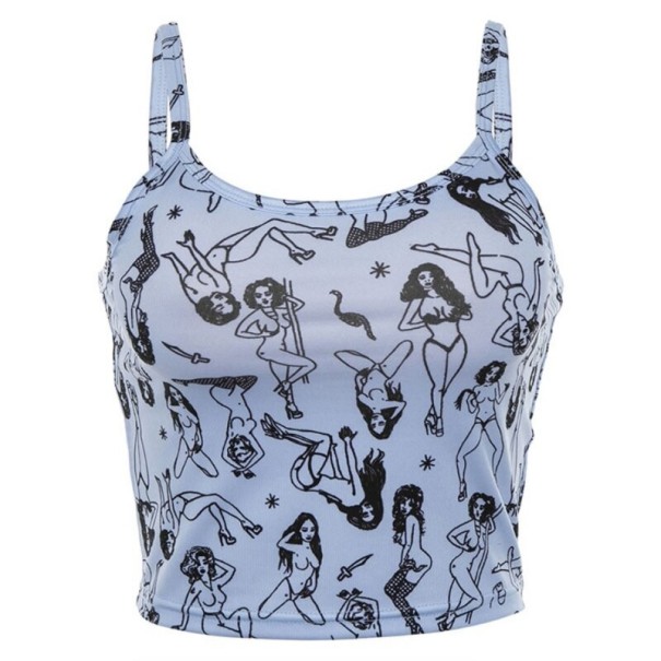 Dámsky crop top s potlačou A1261 svetlo modrá M