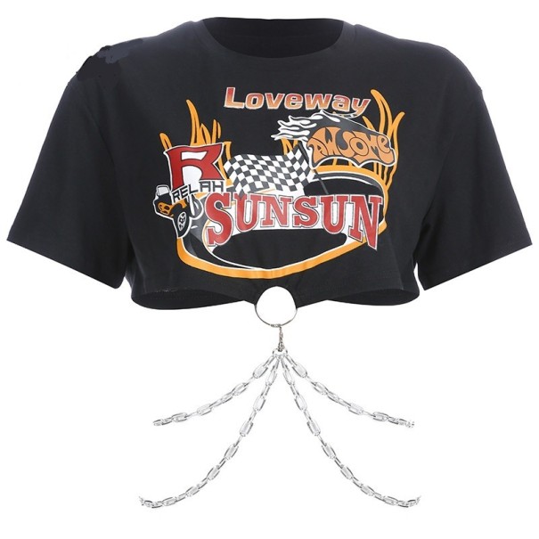 Dámsky crop top s retiazkami M