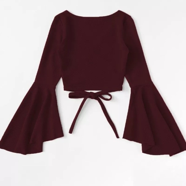 Dámský crop top s volánky A350 vínová L