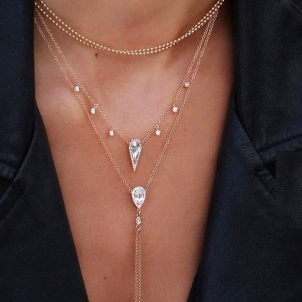 Dámsky dlhý náhrdelník s kamienkami 1
