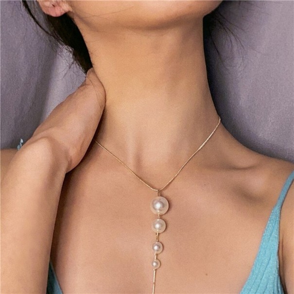 Dámsky dlhý náhrdelník s perlami G779 1