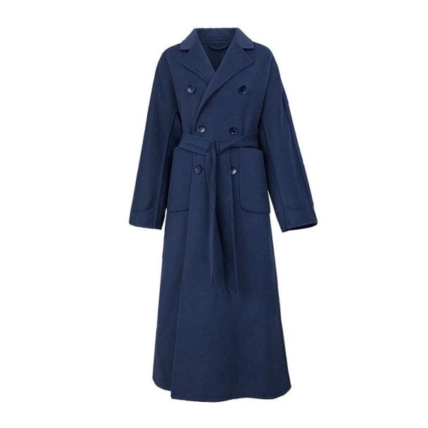 Dámský dlouhý kabát P2393 tmavě modrá L