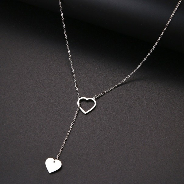 Dámský dlouhý náhrdelník se srdcem stříbrná