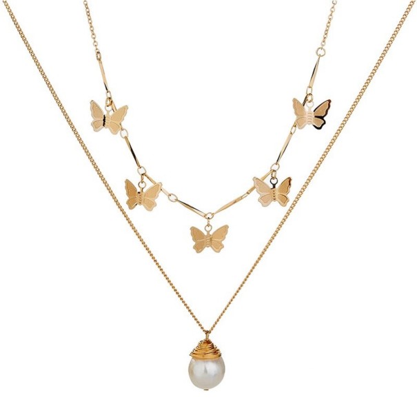 Dámsky dvojitý náhrdelník s motýľmi 1