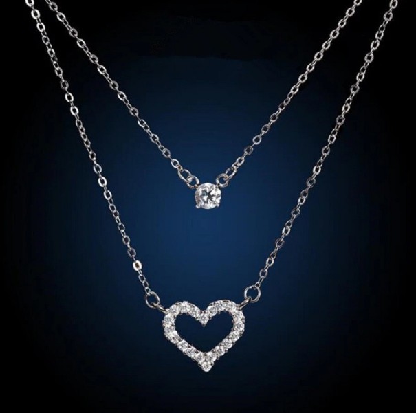 Dámsky dvojitý náhrdelník so srdcom 1