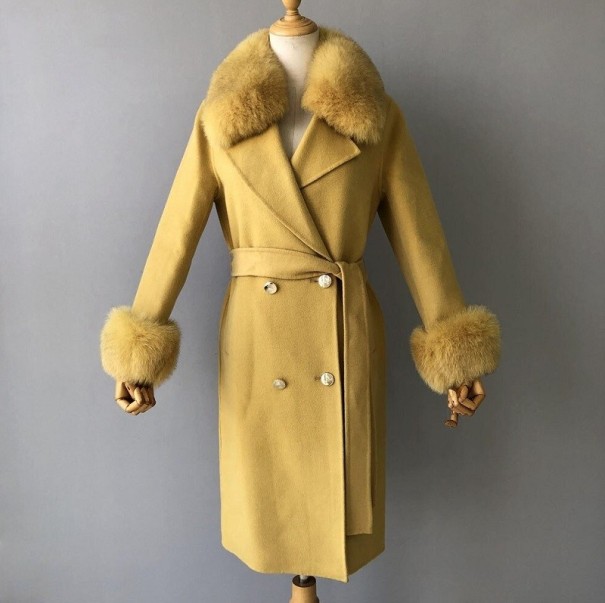 Dámsky kabát P2570 žltá XS