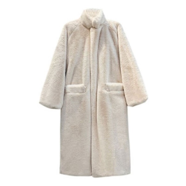 Dámský kabát z umělé kožešiny P2240 krémová 3XL