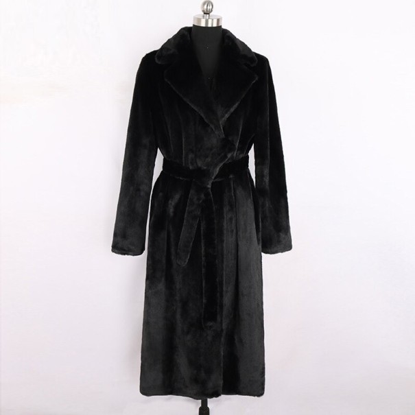 Dámský kabát z umělé kožešiny P2307 černá M