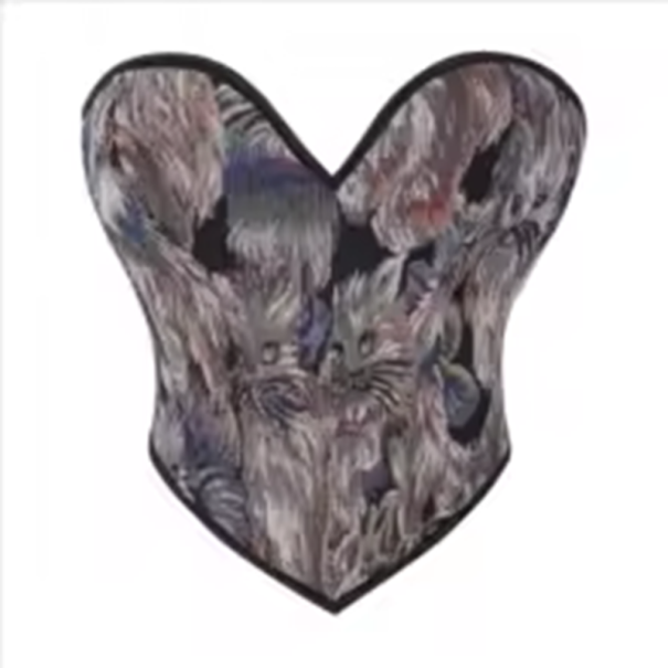 Dámský korzet bez ramínek Šedý se vzory Výstřih do V Šněrování vzadu Polyester Elegantní přiléhavý top L