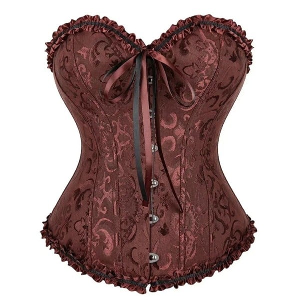 Dámský korzet Zapínání vepředu Řasení a mašle Dekorativní znaky Polyester Spandex Elegantní top tvarující postavu hnědá S