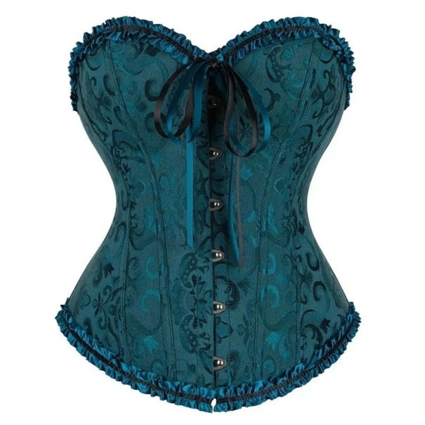 Dámský korzet Zapínání vepředu Řasení a mašle Dekorativní znaky Polyester Spandex Elegantní top tvarující postavu tyrkysová L
