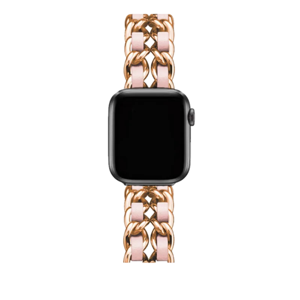 Dámský kovový růžový řemínek pro Apple Watch 42 44 45 46 49 mm kompatibilní se Series 1–9 SE Ultra Elegantní kovový náramek na hodinky Rose gold