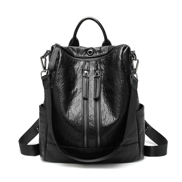 Dámsky kožený batoh E656 čierna 1