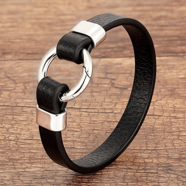 Dámský kožený náramek H380 stříbrná 19 cm